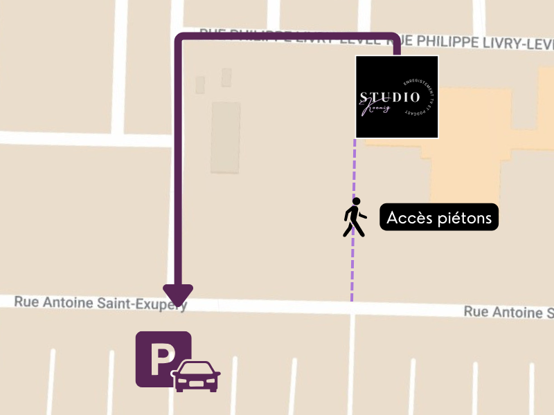 Accès parking 300 places - Studio Koenig émission TV & Podcast à Caen